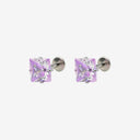 Sparkling Sugar Cube Titanium Flat Back Earrings