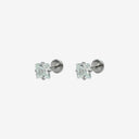Sparkling Sugar Cube Titanium Flat Back Earrings