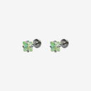 Sparkling Sugar Cube Titanium Flat Back Earrings