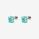 Sparkling Sugar Cube Titanium Flat Back Earrings