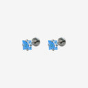 Sparkling Sugar Cube Titanium Flat Back Earrings