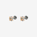 Sparkling Sugar Cube Titanium Flat Back Earrings