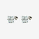 Sparkling Sugar Cube Titanium Flat Back Earrings