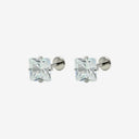 Sparkling Sugar Cube Titanium Flat Back Earrings