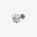 Sparkling Sugar Cube Titanium Flat Back Earrings