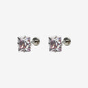 Sparkling Sugar Cube Titanium Flat Back Earrings