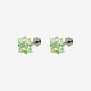 Sparkling Sugar Cube Titanium Flat Back Earrings