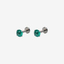 Teal Brilliant Cut CZ Titanium Flat Back Stud Earrings