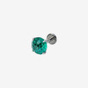 Teal Brilliant Cut CZ Titanium Flat Back Stud Earrings