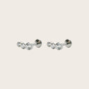 Three-Stone Graduated CZ 18K Gold Plated Titanium Flat Back Earrings