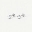 Three-Prong Pearl Setting Titanium Flat Back Earrings