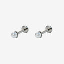 Three-Prong Pearl Setting Titanium Flat Back Earrings