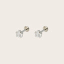 Triple Baguette Fan 18K Gold Plated Titanium Flat Back Earrings