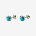 Turquoise Cabochon Titanium Flat Back Earrings