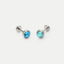 Turquoise Cabochon Titanium Flat Back Earrings