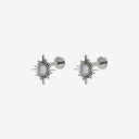 Starburst Gemstone Titanium Flat Back Earrings
