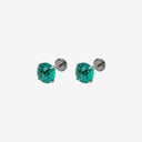 Teal Brilliant Cut CZ Titanium Flat Back Earrings