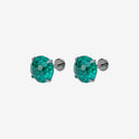 Teal Brilliant Cut CZ Titanium Flat Back Earrings