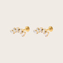 Baguette CZ Curved 18K Gold Plated Titanium Flat Back Earrings