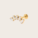 Baguette CZ Curved flat back earrings
