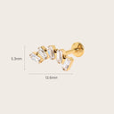 Baguette CZ Curved 18K Gold Plated Titanium Flat Back Earrings