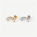 Baguette CZ Curved 18K Gold Plated Titanium Flat Back Earrings