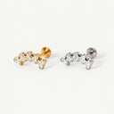 Baguette CZ Curved flat back earrings