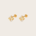 Baguette Open Square 18K Gold Plated Titanium Flat Back Earrings