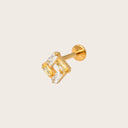 Baguette Open Square 18K Gold PVD Titanium Flat Back Earrings