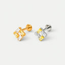 Baguette Open Square 18K Gold PVD Titanium Flat Back Earrings