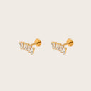 Baguette Zigzag Climber 18K Gold Plated Titanium Flat Back Earrings
