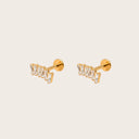 Baguette Zigzag Climber 18K Gold Plated Titanium Flat Back Earrings