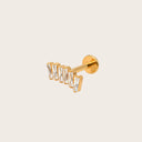 Baguette Zigzag Climber 18K Gold PVD Titanium Flat Back Earrings