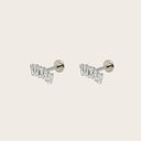 Baguette Zigzag Climber 18K Gold Plated Titanium Flat Back Earrings