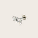 Baguette Zigzag Climber 18K Gold PVD Titanium Flat Back Earrings