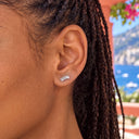 Baguette Zigzag Climber 18K Gold PVD Titanium Flat Back Earrings