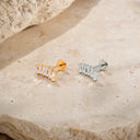 Baguette Zigzag Climber 18K Gold PVD Titanium Flat Back Earrings