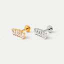 Baguette Zigzag Climber 18K Gold PVD Titanium Flat Back Earrings