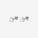 Bezel-Set Pearl Titanium Flat Back Earrings