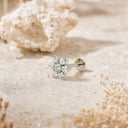 CZ Flower Cluster 18K Gold Plated Titanium Flat Back Earrings