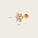 CZ Flower Cluster 18K Gold Plated Titanium Flat Back Earrings