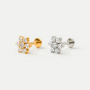 CZ Flower Cluster flat back earrings