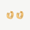 Chunky Wide Band Huggie 18K Gold Plated Titanium Hoop Earrings