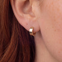 Chunky Wide Band Huggie 18K Gold Plated Titanium Hoop Earrings