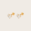 Cushion-Cut Trio Cluster 18K Gold Plated Titanium Flat Back Earrings