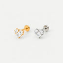 Cushion-Cut Trio Cluster 18K Gold PVD Titanium Flat Back Earrings