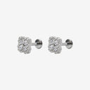 Diamond-Paved Four-Leaf Clover Titanium Flat Back Earrings