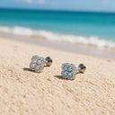 Diamond-paved four-leaf clover flat back earrings