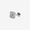Diamond-paved four-leaf clover flat back earrings