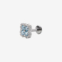 Diamond-paved four-leaf clover flat back earrings